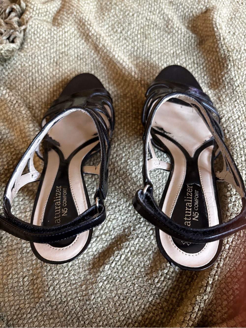 Naturalizer Black Strappy Patent Heeled Sandals - Picture 4 of 4